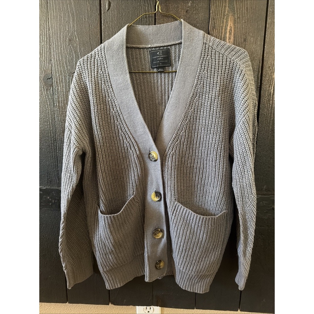 love for humanity Couture Size XS Grey Knit Button Up Sweater Y2K Pockets Grey
